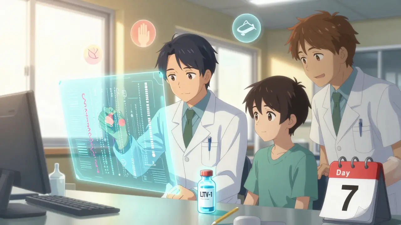 Doctors analyze genetic data in a lab as a new drug glows nearby, symbolizing hope for safer transplant care.