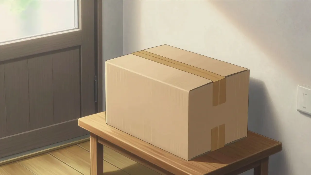 A discreetly packaged medical delivery on a wooden table