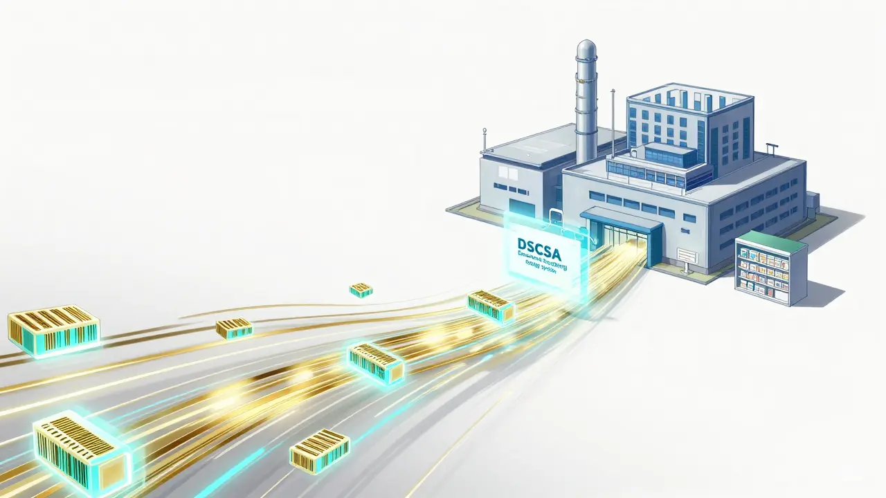 Digital data stream connecting a drug manufacturer to a pharmacy