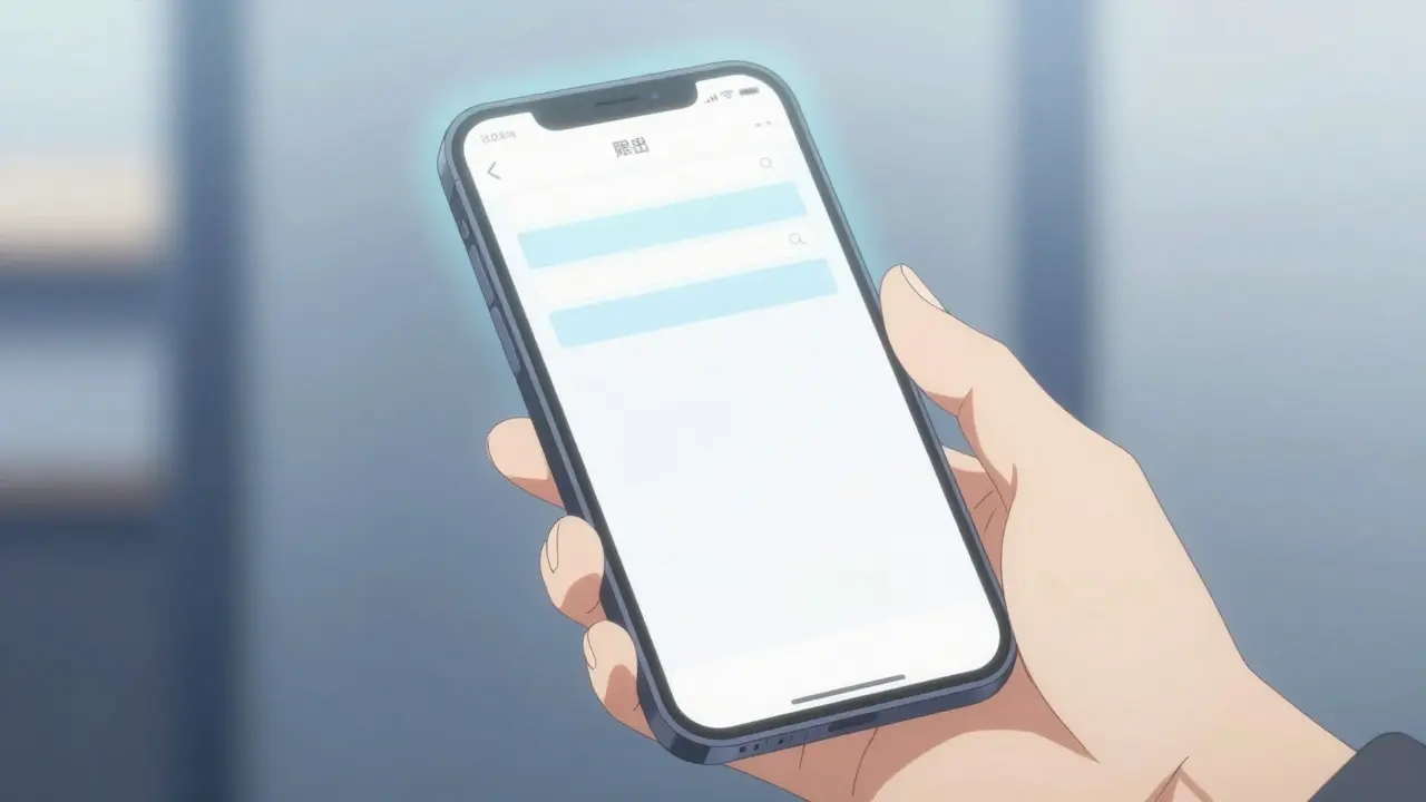 Anime style hand using smartphone to submit health report