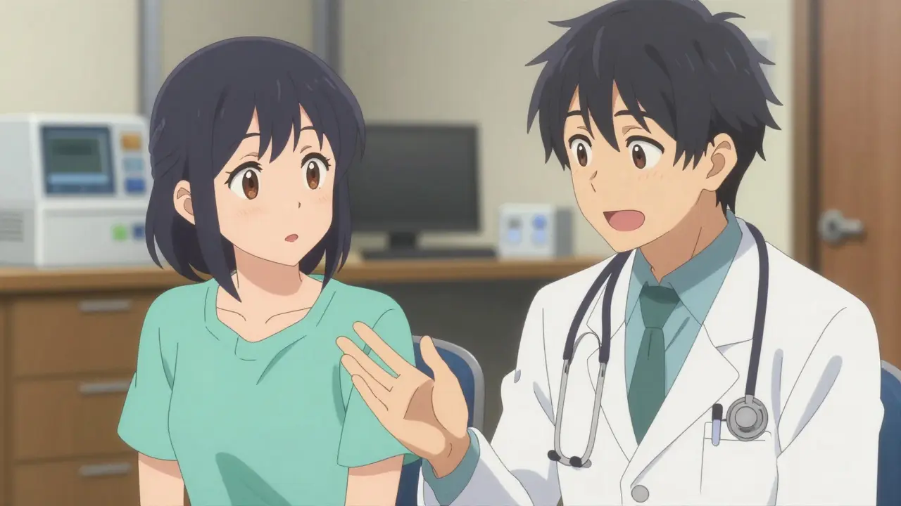 Doctor and patient having a supportive conversation