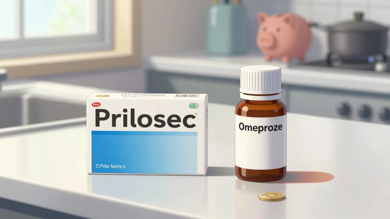 Comparison of brand name and generic heartburn pills on counter