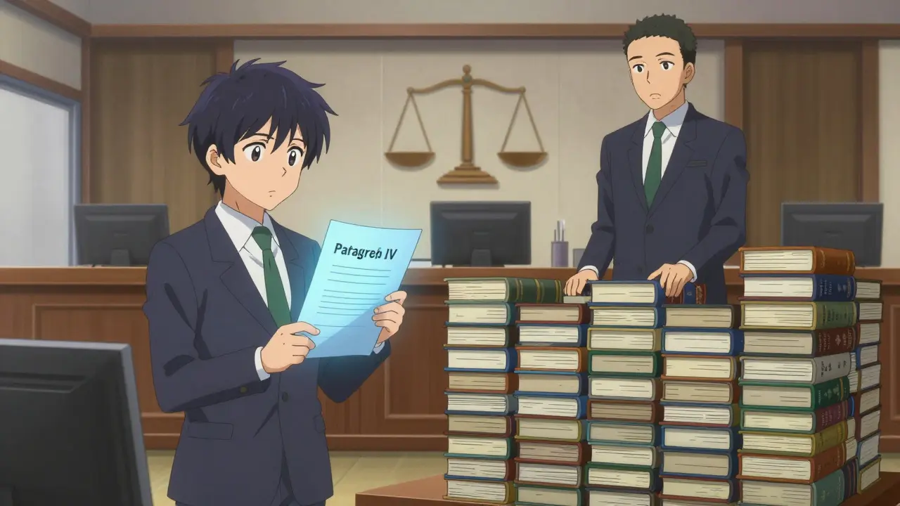 Generic rep challenging brand patents in a stylized courtroom battle