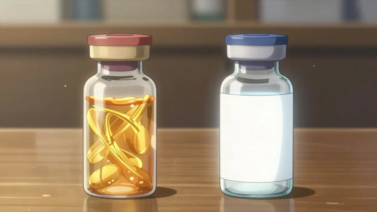 Conceptual art comparing generic vs brand medicine