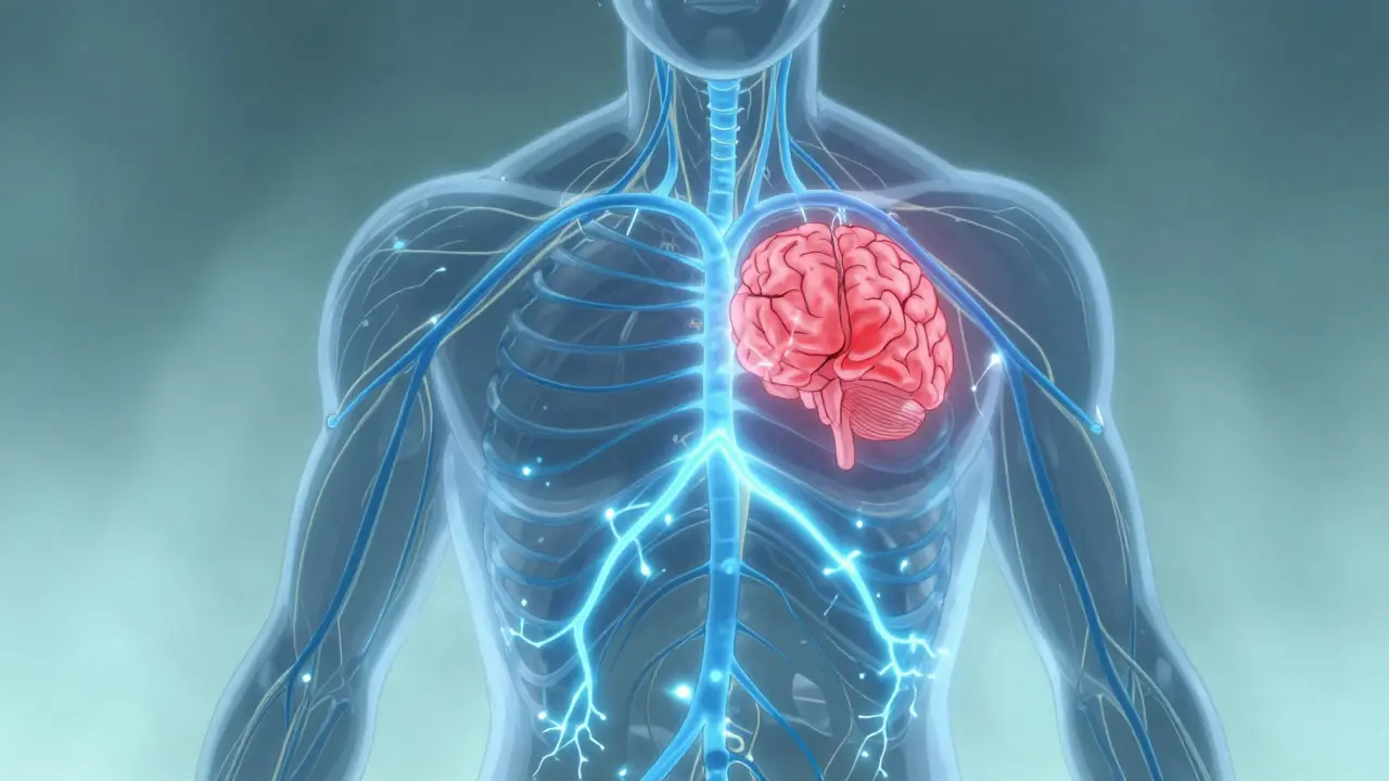 Stylized anime illustration of nerve signals blocking pain